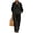 A514_Black, variant on Two Piece Sets for Women Summer Cotton Linen Button Stand Collar 7 Quarter Sleeves Wide Leg Pants Suit Female Breathable Outfit Wine S