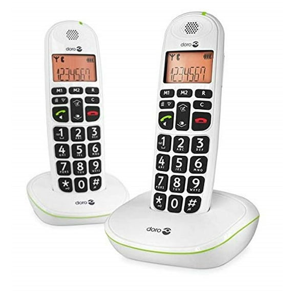 doro phoneeasy 100w twin dect cordless phone - white