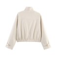 thumbnail image 3 of Unir Casual Faux Suede Button Up Jacket for Women, Stand Collar, Relaxed Fit Everyday Outerwear with Side Pockets, 1 Piece, XS-L, 3 of 5