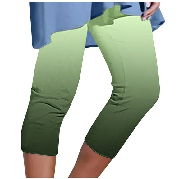 Workout Capris for Women Plus Size New Women Sports Yoga Capris Solid Color Comfortable Casual Beach Pants Yoga Cropped Trousers Green L
