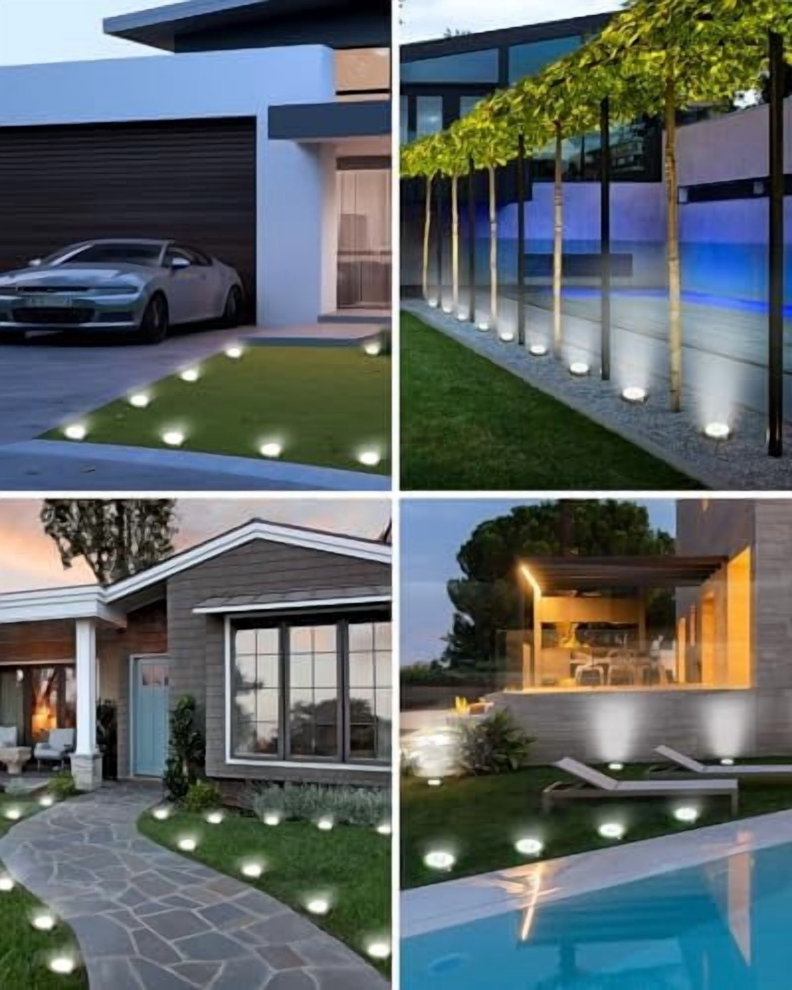 BTFARM Solar Lights Outdoor, 2 Pack 8 Led Solar Ground Lights Ip65 Waterproof Flat Solar Disc Light, Pathway Lights for Garden Lawn Patio Yard Path Landscape, Cool White