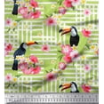 thumbnail image 1 of Soimoi Green Modal Satin Fabric Floral & Toucan Bird Print Fabric by The Yard 42 Inch Wide, 1 of 3