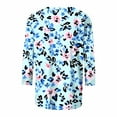 thumbnail image 4 of CYMMPU Blouses for Women Dressy Casual Round Neck Tunic Tops Flower Printed Fall Fashion Shirts Loose Fit 3/4 Sleeve Spring Tops Lightweight Basic T-Shirts Multicolor XXXXL, 4 of 5