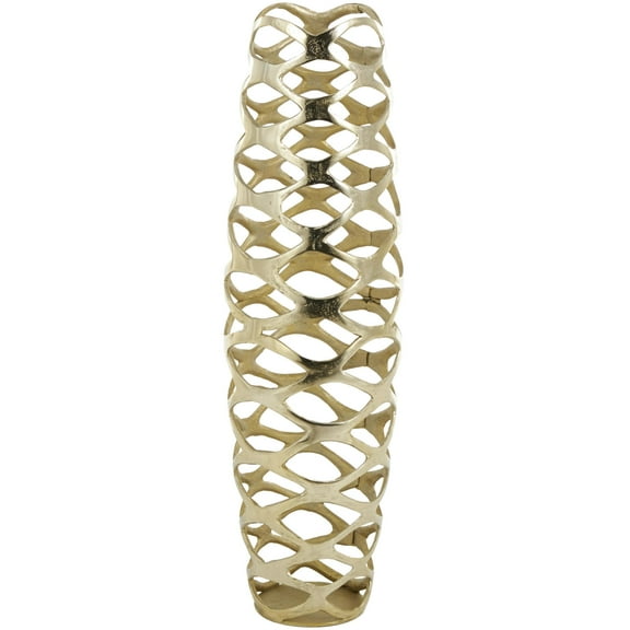 DecMode 33" Geometric Tall Cutout Gold Aluminum Metal Vase