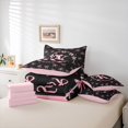 thumbnail image 6 of meiyoeat Pink Ribbon Bow 7 Pieces Full Size Bedding Sets,3D Monogrammed K Full Size Bed in a Bag For Girl,Pink Reversible, 6 of 7