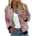 thumbnail image 2 of Chaquetas y abrigos casuales sin capucha de manga larga para mujer, chaqueta tipo cárdigan con bolsillo estampado, chaqueta con cremallera, abrigo casual de manga larga, abrigo de poliéster para mujer, 2 of 5