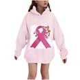 thumbnail image 3 of MKOSPLRT In October We Wear Pink Shirts Kids Long Hoodies Oversized Long Sleeve Drop Shoulder Pullover Tops Pink Ribbon Graphic Hoodies 3-14Y, 3 of 6