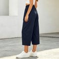 thumbnail image 3 of MXUIKV Pants for Women Plus Size Loose Fitted Drawstring Elastic Waist Wide Leg Cropped Barrel Trousers(4X-Large,Navy), 3 of 5