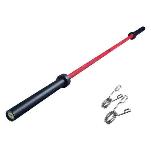 7.2Ft Olympic Barbell, Weightlifting Bar for Home Gym - 2 Inch Chrome Barbell for Strength Training, Squats, Deadlifts, Curl Barbell Indoor Fitness   Black Red   Gym   Body Building   Stainless Steel