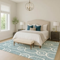 Addison Rugs Chantille Indoor/Outdoor Transitional Geometric Aqua Machine Washable Rectangle Rug, 10' x 14'