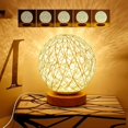 thumbnail image 2 of Rotin Lumire de Nuit, Lampe de table en bois avec abat-jour tiss la main, USB rechargeable, Lampe d'Ambiance de Chambre en Rotin et Bois pour chambre, 2 of 5