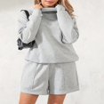 thumbnail image 3 of Survêtements 2 Pcs pour Femmes avec Sweat à Col Roulé Ample et Shorts, 3 of 9