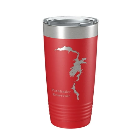 

Pathfinder Reservoir Tumbler Lake Map Travel Mug Insulated Laser Engraved Coffee Cup Wyoming 20 oz Red