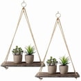 thumbnail image 1 of Rustic Shelf 2 Pcs Wooden Floating Shelves with String Rope Hanging Floating Shelves Rustic Distressed Wood Hanging Shelves Wood Wall Decor Swing Rope, 1 of 3