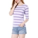 thumbnail image 5 of Camiseta básica de ajuste slim con cuello redondo y mangas de codo para mujer INSPIRE CHIC, estampada, 2XL, color púrpura claro, 5 of 8
