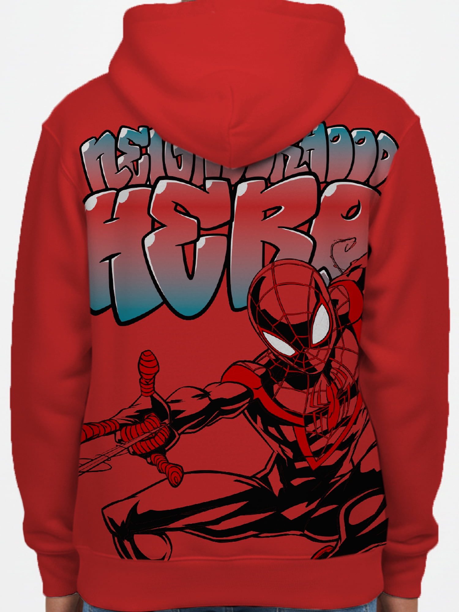 Spider-Man Little and Big Boys Neighborhood Miles Graphic Hoodie with Embroidery, Sizes 4-18