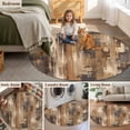 thumbnail image 5 of Brown Abstract Round Area Rug 6Ft Washable Circle Rugs for Bathroom Office, Vintage Geometric Gradient Oil Painting Modern Non-Slip Carpet Floor Mats Indoor Outdoor Carpet Runner Aesthetic Home Decor, 5 of 8