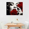 thumbnail image 3 of Lingy Red and Black Bathroom Decor Canvas Art Print Sexy Woman Lip Nails and Red Rose Picture Makeup Manicure Poster Artwork for Spa Salon for Wall Decor Fashion Wall Art for Bedroom Decor 20x16in, 3 of 5