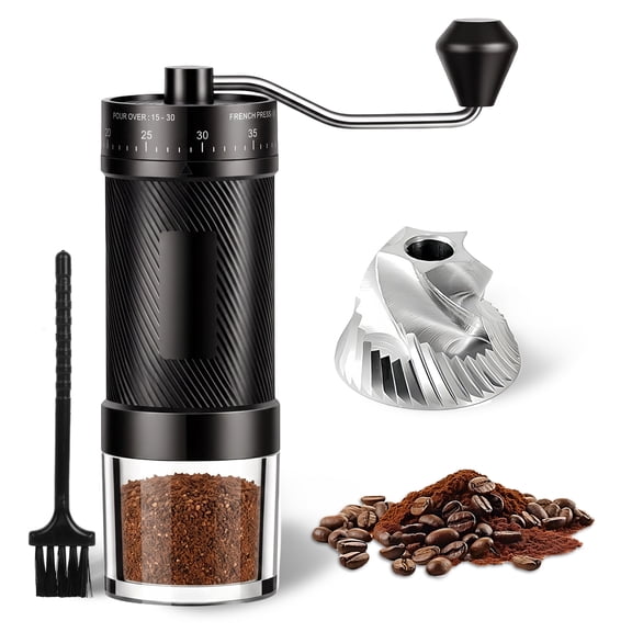 TAYAPURA Manual Coffee Grinder, 40 External Grind Settings, Portable Hand Coffee Mill with Stainless Steel Conical Burr for Travel, Camping & Pour‑Over