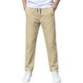thumbnail image 6 of Angala Toddler Boys School Pants Tapered Leg With Pockets And Drawstring Fall Casual Boys Baggy Trousers Size 4-5 Years Beige, 6 of 7