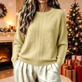 thumbnail image 3 of Szhihuiw Womens Sweaters Fall Fashion Crew Neck Casual Pullover Cable Knit Top Long Sleeve Lightweight Oversized Sweaters for Women, 3 of 6