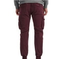 thumbnail image 3 of Wyobmus Casual Cargo Pants for Men Plus Size Cotton Pants for Men Comfy Soft Elastic Waist Straight Leg Trousers With Multi Pockets,M-5Xl A-Burgundy, 3 of 3