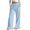 *Light Blue, variant on Women's Cotton Linen Ruffle Hem Pants , Smocked Drawstring Trousers For Women , Ladies' Boho Wide Leg Trousers with Pockets, Light Blue , S-2XL