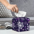 thumbnail image 6 of Yiaed Christmas Purple Snowflakes Print Tissue Box Cover, PU Leather Decorative Organizer for Tabletop, Bathroom, Car, Office Creative Decorative, 6 of 7