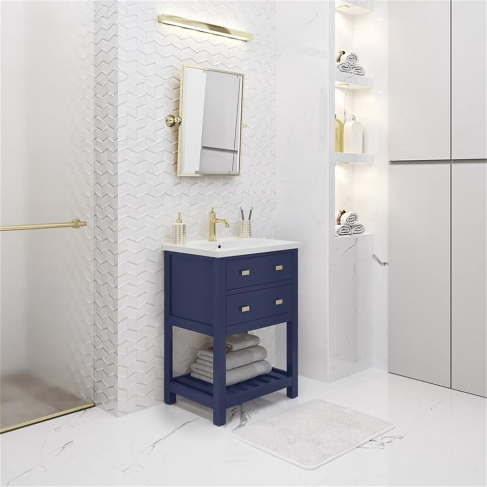 Water Creation Viola 24" Solid Hardwood Single Bathroom Vanity in Blue/Gold