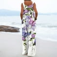 thumbnail image 6 of Summer Saving Wycnly Jumpsuits for Women Dressy Vintage Pleated Wide Leg Pocket Loose Baggy Strap Jumpsuits Overalls Summer Square Neck Sleeveless Floral Print Long Trendy Rompers Purple xl, 6 of 7