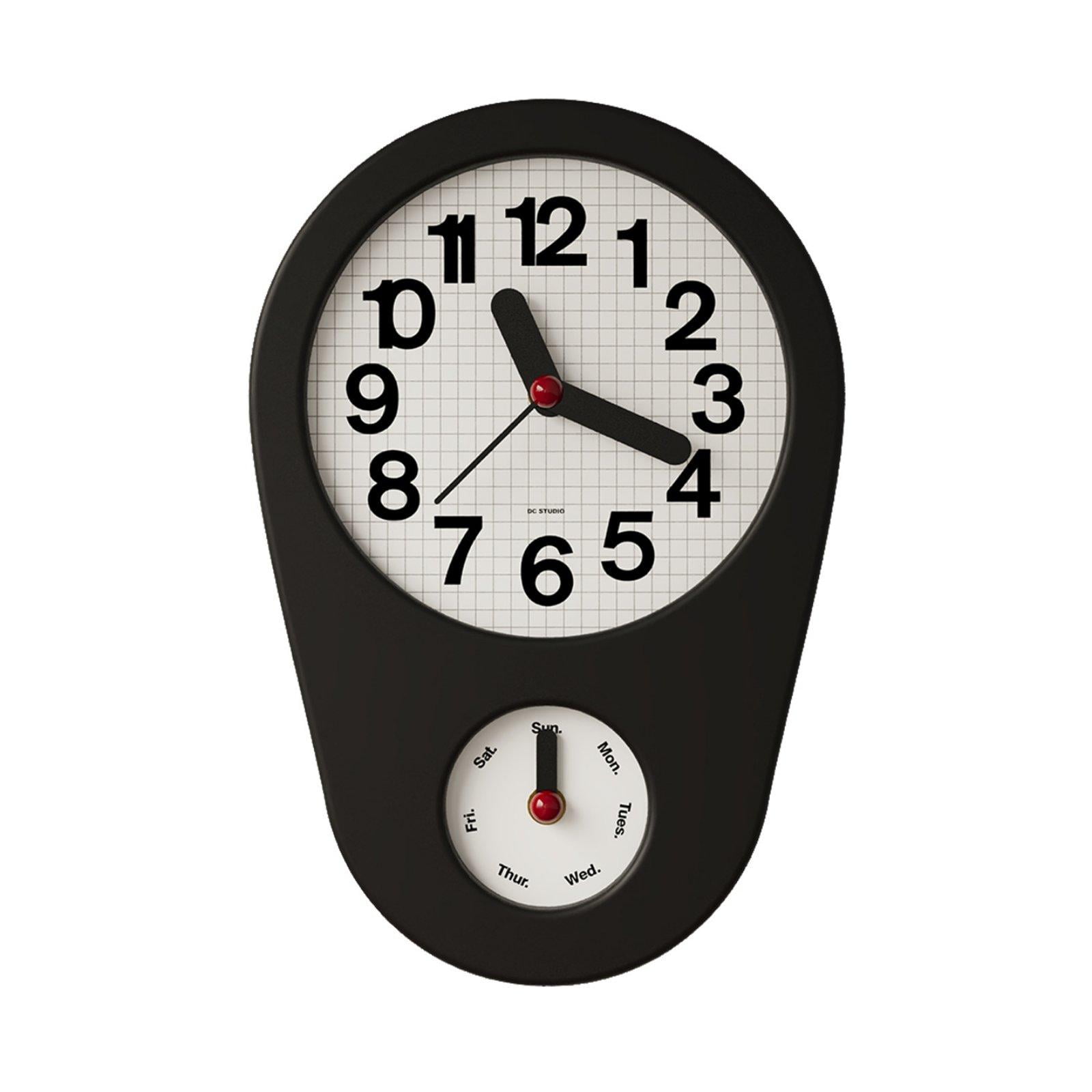 kowaku Weekday Wall Clock Artistic Design Clock with Day Display Minimalist Home Decor for Living Room, Bedroom