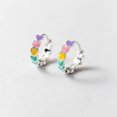 thumbnail image 3 of Sterling Silver Rainbow Heart Hoop Earrings for Women Teens Colorful Love Earrings Huggie for Valentines Day, 3 of 9
