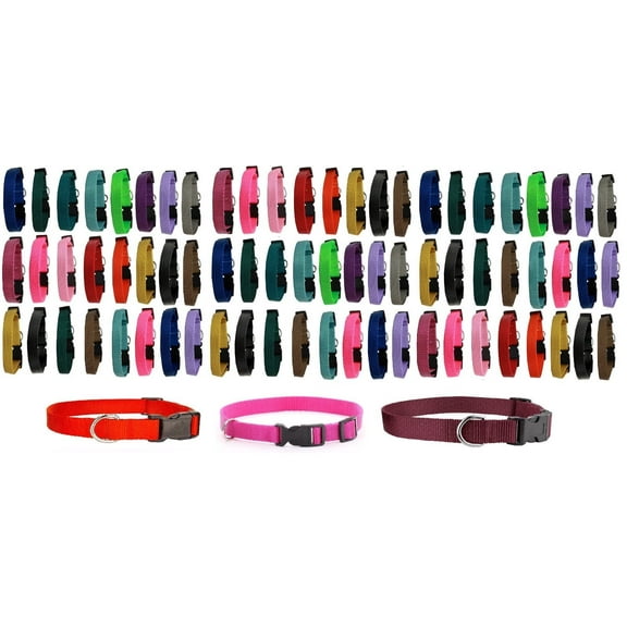 Dog Collar Shelter Rescue Vet Bulk Pack 75 Assorted Color Adjustable Choose Size (Large - 18 to 26 Inch)