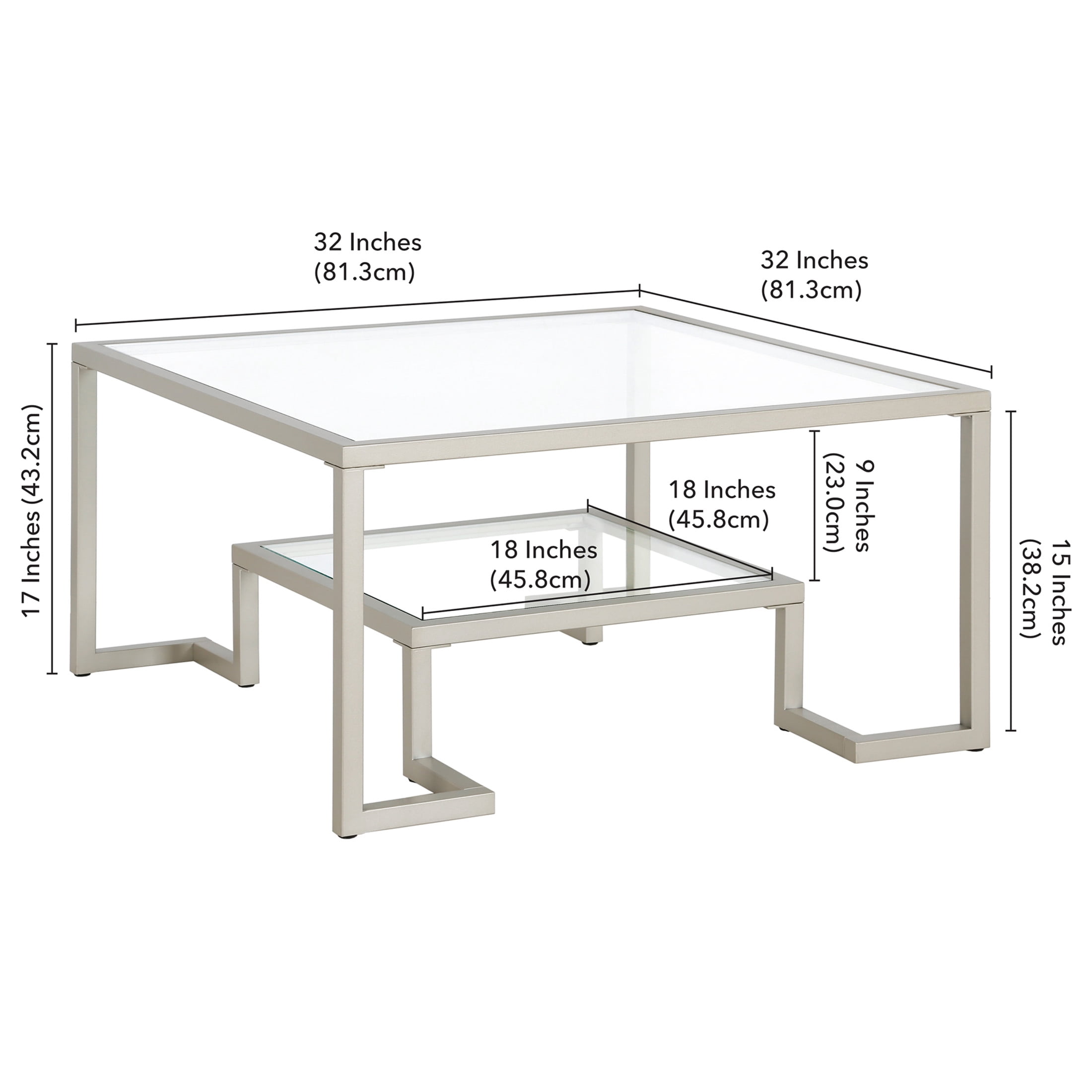 Evelyn&Zoe Satin Nickel Square Coffee Table