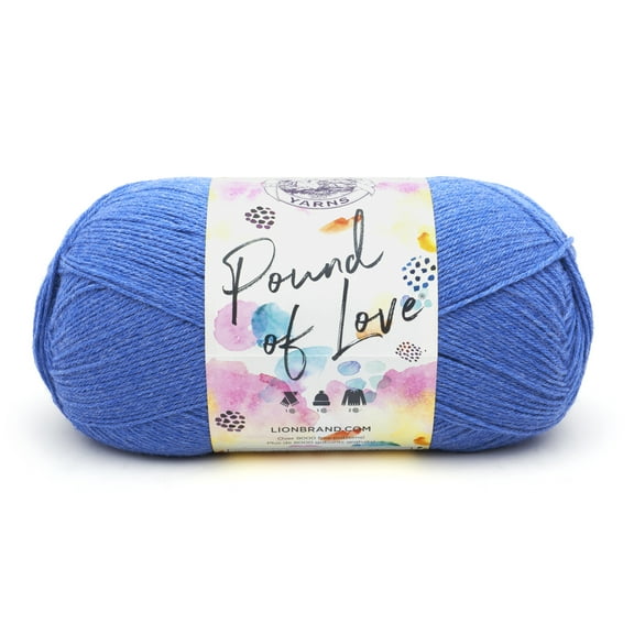 Lion Brand Yarn Pound of Love Denim 4 Medium Worsted Yarn Blue 16 oz 1020 yards
