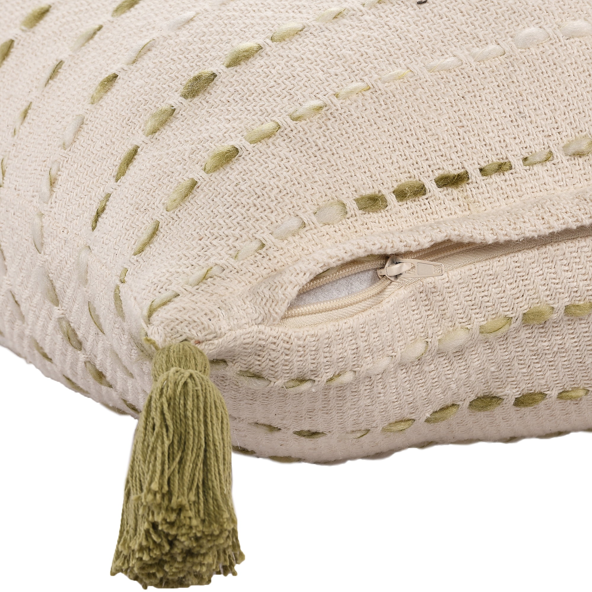 Ox Bay Melanie 20" x 20" Green Striped Cotton Blend Reversible Adult Decorative Throw Pillow