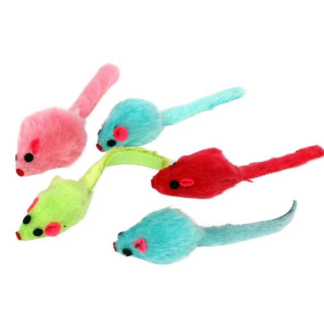Cat Colorful Feather Tail Mouse Toy, Realistic Plush Pet Simulation for Kitties, Interactive Fun & Exercise