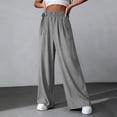 thumbnail image 6 of Women's High Waisted Wide Leg Pants with Pockets - Solid Color Pleated Elastic Loose Fit Casual Trousers, S-2XL, 6 of 8