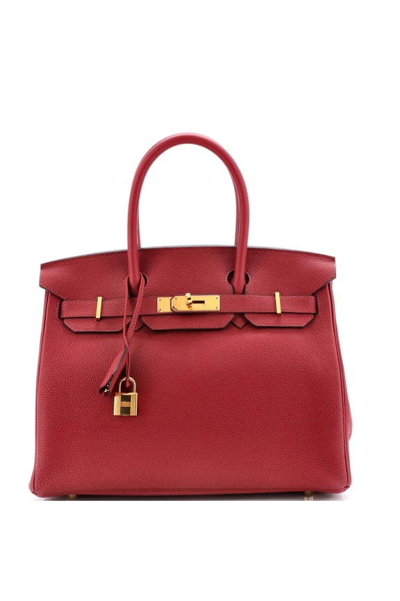 Pre-Owned Birkin Handbag Rouge Grenat Togo with Gold Hardware 30 By Rebag