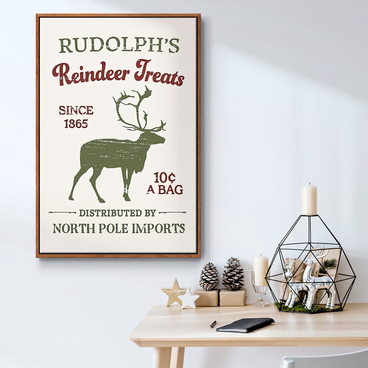 Christmas Farm Sign Collection B - Framed Gallery Wrapped Holiday Canvas - 25 x 37 - Rosewood Frame