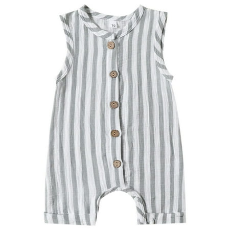 

Boys Girls Sleeveless Striped Prints Pullover Romper Jumpsuit Clothes Baby Girl Summer Clothes 3-6 Months Chickpea Baby Clothes 24 Month Old Romper Girl Fall Baby Outfits for Girls Romper for Toddler