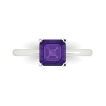 1.5 ctw Solitaire Anniversary Ring for Women | Asscher Cut Natural Amethyst | Hyperallergenic Solid 18K White Gold
