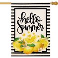 thumbnail image 1 of Bandera de limón de verano de doble cara con rayas negras, sandía, fruta fresca de verano, bandera grande para patio, decoración de temporada, vacaciones y exteriores., 1 of 5