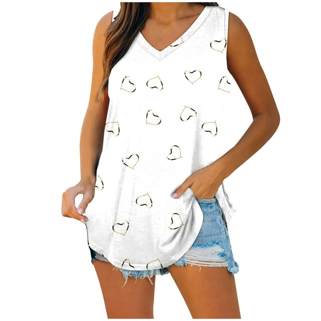 Birdeem Mode Femmes Décontracté Col en V Blouse Imprimée Sans Manches T-Shirt Élégant Débardeur d'Été