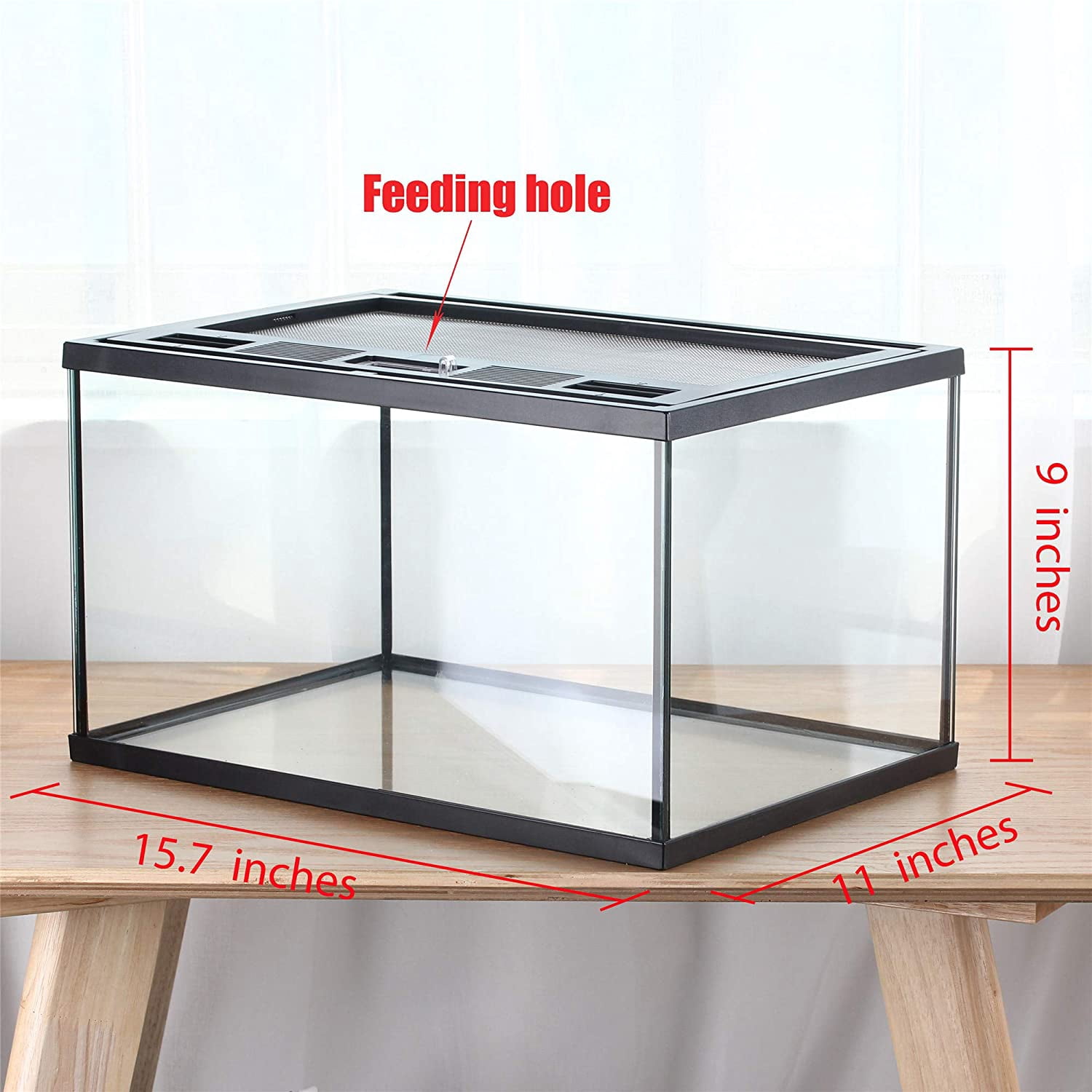 CRAPELLES Frogs Turtle Glass Terrarium Feeding kit 6 Gallon Tank, 15.7×11×9 inches, for Reptile, Insect, Horned Frogs