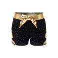 thumbnail image 3 of Haitryli Kids Girls Dance Shorts Metallic Bow Rhinestone Shorts For Gymnastics Ballet Dance Stage Performance Outfits Gold 12, 3 of 7