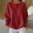 thumbnail image 2 of NMMUED Waffle Knit Tops for Women Long Sleeve Shirts for Women Pullover Sweatshirts for Women Womens Sweat Shirts Womens Tops Casual Fall Outfits Womens Long Sleeve Tops Red 5XL, 2 of 5