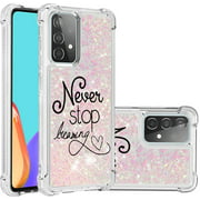 COTDINFOR Compatible with Samsung Galaxy A52 5G Case Glitter for Girls Women Cute Liquid Floating Quicksand Shockproof