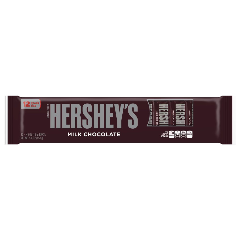 Hershey's, Snack Size Milk Chocolate Candy Bars, 5.84 Oz., 12 Count