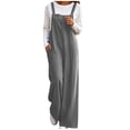 thumbnail image 3 of Womens Corduroy Wide Leg Overalls, Loose Soft Jumpsuit with Pockets, Vintage Fashion Pants for Daily Business Casual Travel Wear | VerBelle,Gray L, 3 of 9